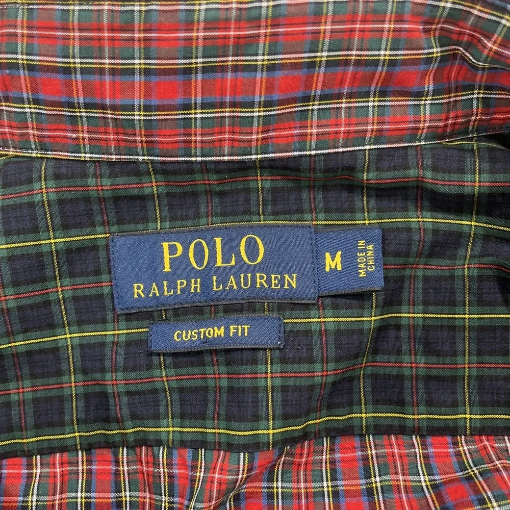 Mens Ralph lauren Polo Festive Long sleeve dress shirt M custom fit checks Red